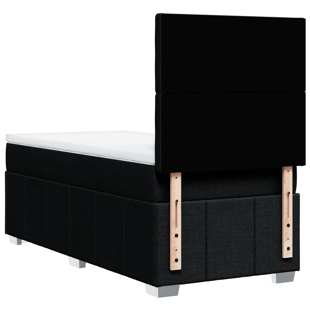 vidaXL Κρεβάτι Boxspring με Στρώμα Μαύρο 100 x 200 εκ. Υφασμάτινο
