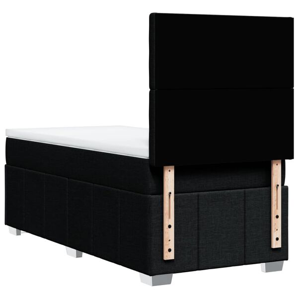 vidaXL Κρεβάτι Boxspring με Στρώμα Μαύρο 100 x 200 εκ. Υφασμάτινο