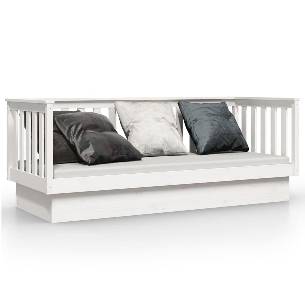 vidaXL Κρεβάτι ημέρας χωρίς στρώμα Λευκό 75x190 cm Στερεό ξύλο πεύκο