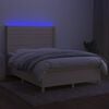 vidaXL &Kappa;&rho;&epsilon;&beta;ά&tau;&iota; Boxspring &mu;&epsilon; &Sigma;&tau;&rho;ώ&mu;&alpha; & LED &Kappa;&rho;&epsilon;&mu; 140x190 &epsilon;&kappa;. &Upsilon;&phi;&alpha;&sigma;&mu;ά&tau;&iota;&nu;&omicron;