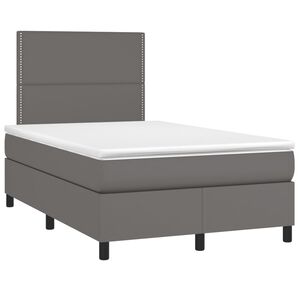 vidaXL Κρεβάτι Boxspring με Στρώμα Γκρι 120x190εκ. από Συνθετικό Δέρμα