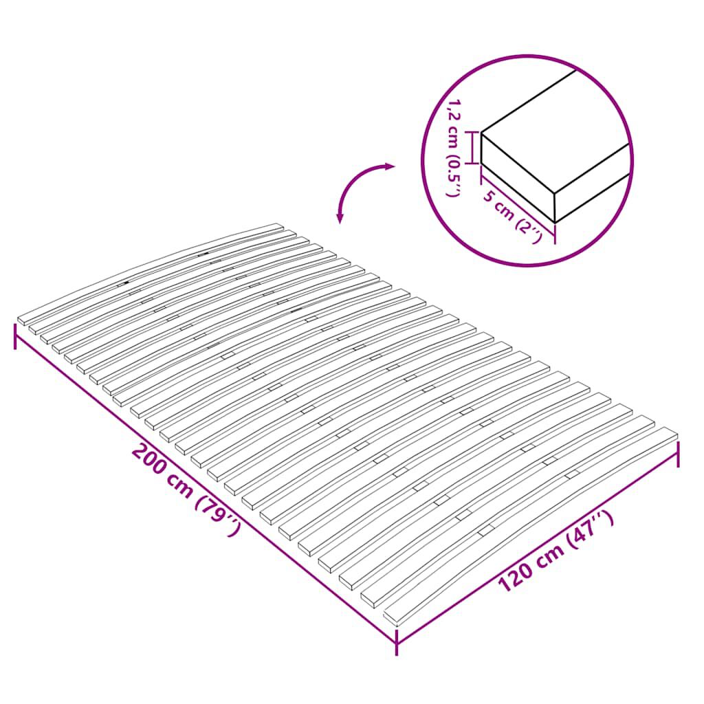 vidaXL Τελάρο Κρεβατιού με 24 Σανίδες 120 x 200 εκ.