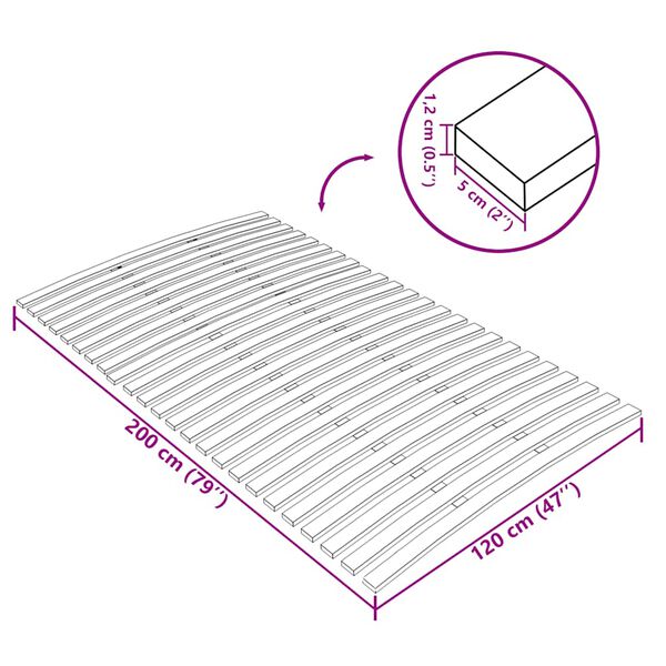 vidaXL Τελάρο Κρεβατιού με 24 Σανίδες 120 x 200 εκ.