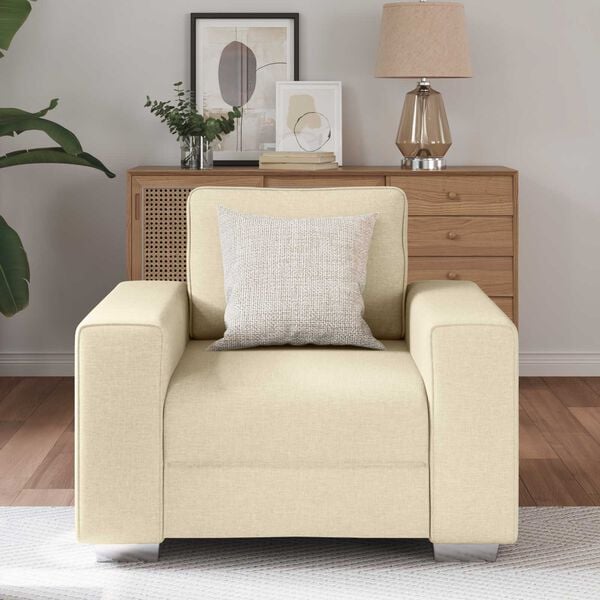 vidaXL Καναπές με μαξιλάρι Κρεμ 100 x 77 x 82 εκ ύφασμα