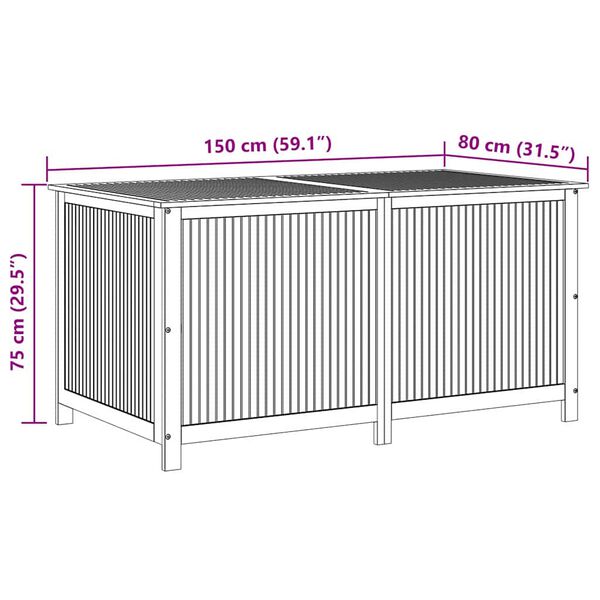 vidaXL Μπαούλο Αποθήκευσης Κήπου 150x80x75 εκ. από Μασίφ Ξύλο Ακακίας