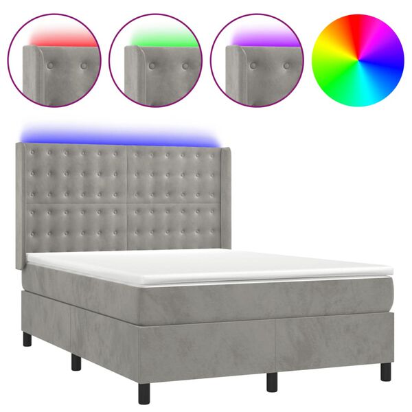 vidaXL &Kappa;&rho;&epsilon;&beta;ά&tau;&iota; Boxspring &mu;&epsilon; &Sigma;&tau;&rho;ώ&mu;&alpha;&LED &Alpha;&nu;. &Gamma;&kappa;&rho;&iota; 140x190 &epsilon;&kappa;. &Beta;&epsilon;&lambda;&omicron;ύ&delta;&iota;&nu;&omicron;