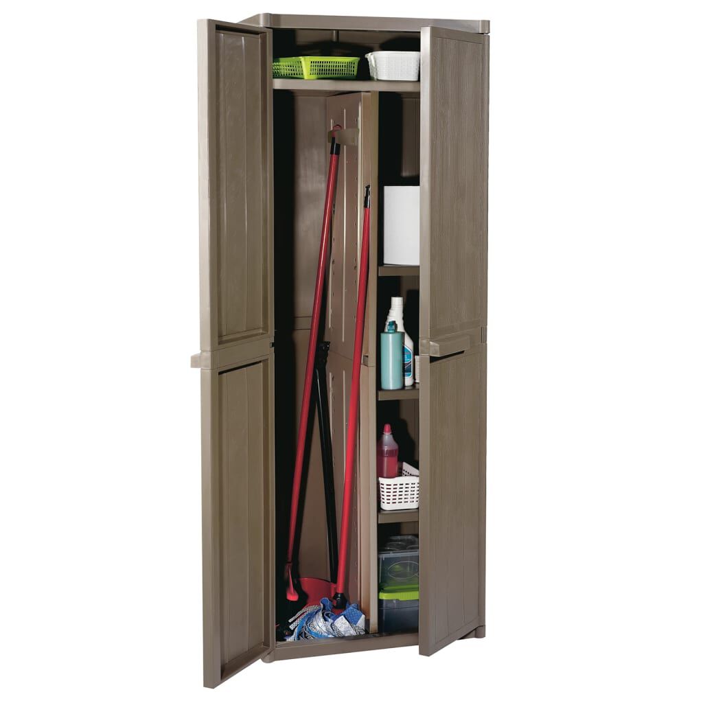 vidaXL Ντουλάπι Αποθήκευσης Κήπου Καφέ 65x45x172 εκ. PP Εμφάνιση Ξύλου