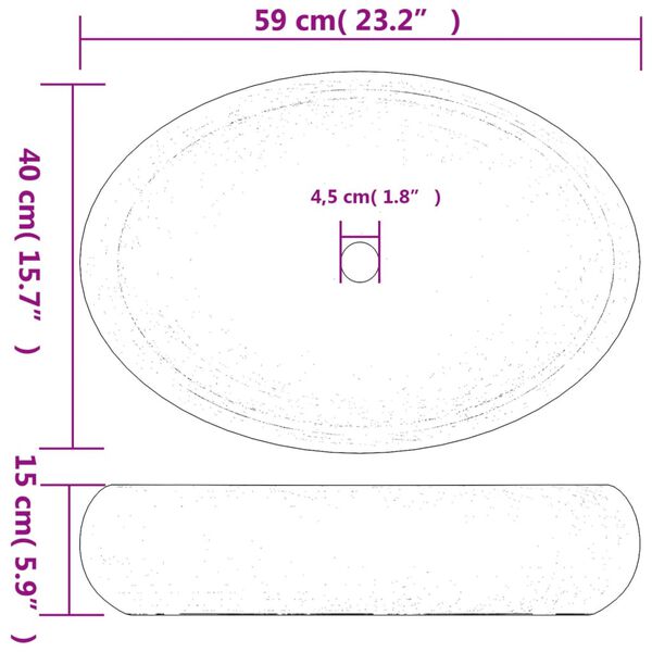 vidaXL Νιπτήρας Οβάλ Πολύχρωμος 59 x 40 x 15 εκ. Κεραμικός