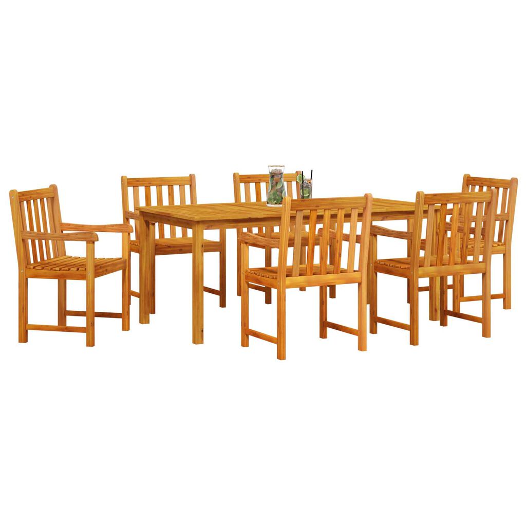 vidaXL Σέτ φαγητού για κήπο 7 pcs Καφέ Μασίφ ξύλο ακακίας