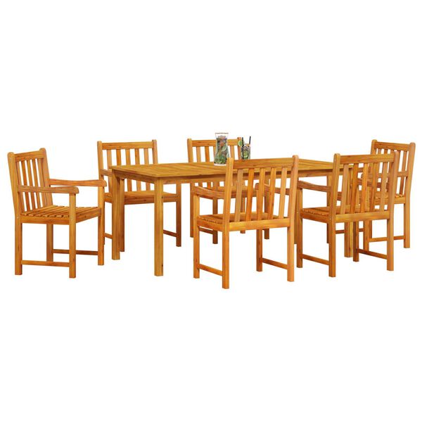 vidaXL Σέτ φαγητού για κήπο 7 pcs Καφέ Μασίφ ξύλο ακακίας