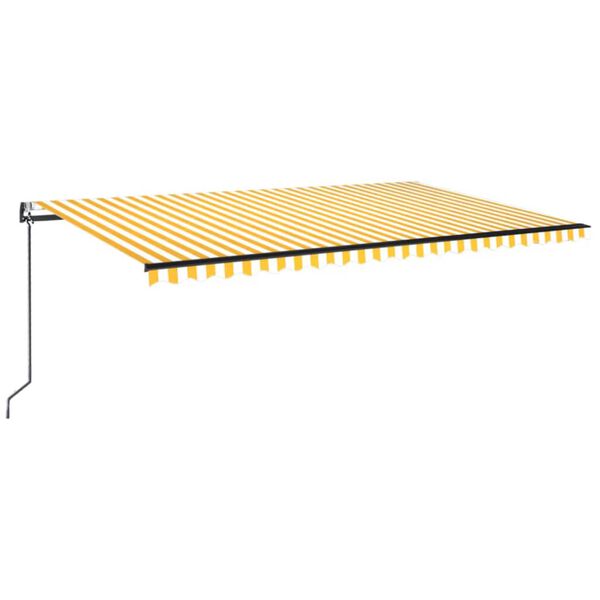 vidaXL Τέντα Αυτόματη με LED & Αισθ. Ανέμου Κίτρινο/Λευκό 500x350 εκ.