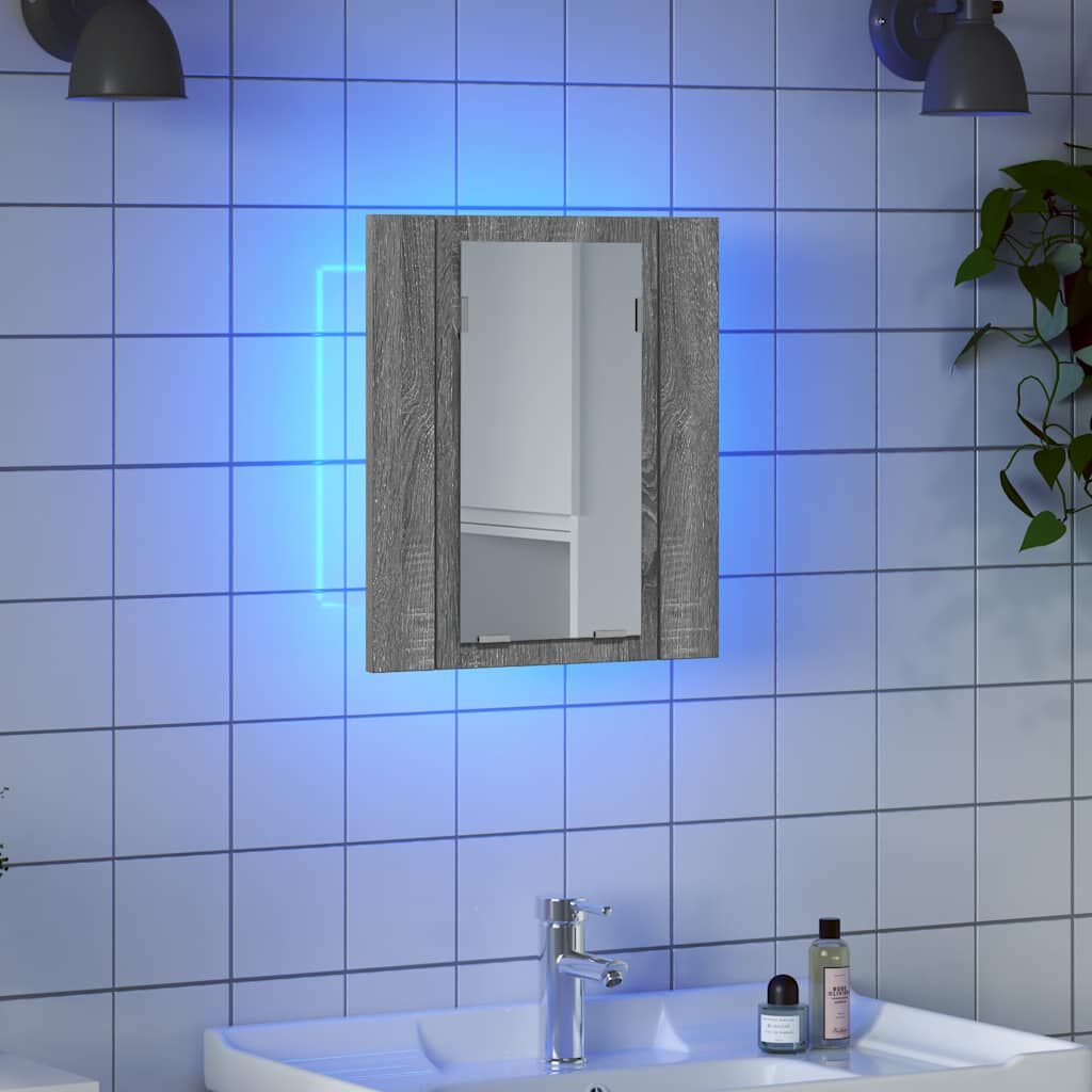 vidaXL Έπιπλο Καθρέφτη Μπάνιου LED Γκρι Sonoma 40x12x45 εκ. Επεξ. Ξύλο