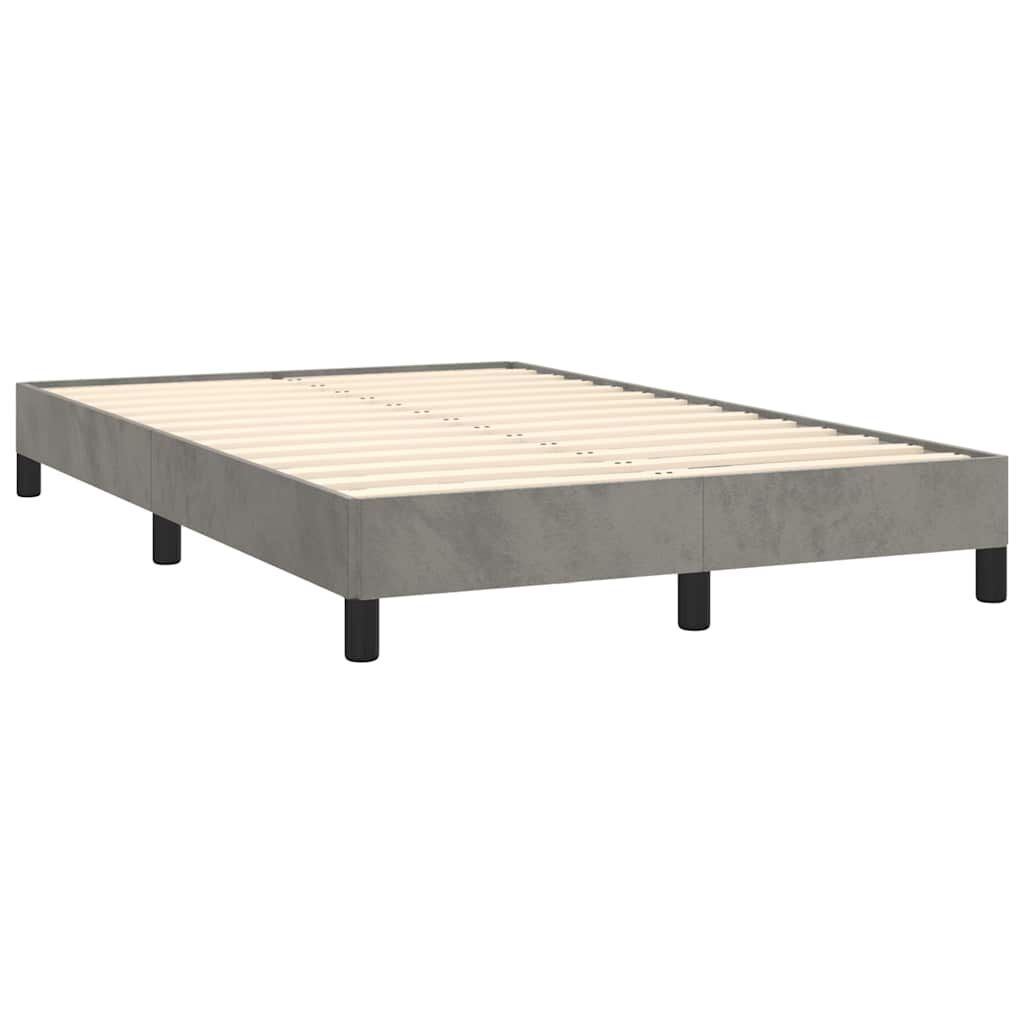 vidaXL Κρεβάτι Boxspring με Στρώμα & LED Αν.Γκρι 120x190εκ. Βελούδινο