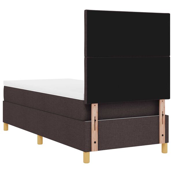 vidaXL Κρεβάτι Box Spring με Στρώμα & LED Σκούρο Καφέ 100x200 cm Ύφασμα