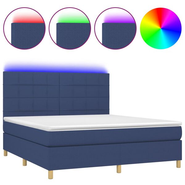 vidaXL &Kappa;&rho;&epsilon;&beta;ά&tau;&iota; Boxspring &mu;&epsilon; &Sigma;&tau;&rho;ώ&mu;&alpha; & LED &Mu;&pi;&lambda;&epsilon; 180x200 &epsilon;&kappa;. &Upsilon;&phi;&alpha;&sigma;&mu;ά&tau;&iota;&nu;&omicron;