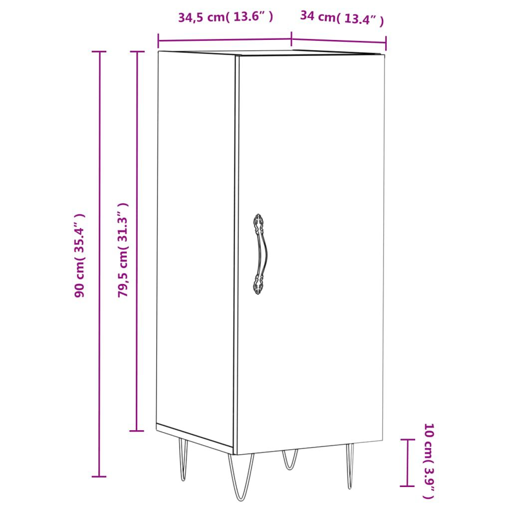 vidaXL Ντουλάπι Γκρι Σκυροδέματος 34,5x34x90 εκ. Επεξεργασμένο Ξύλο