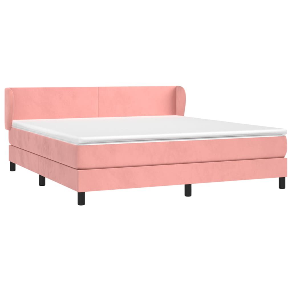 vidaXL Κρεβάτι Boxspring με Στρώμα Ροζ 180x200 εκ. Βελούδινο
