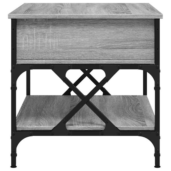 vidaXL Τραπεζάκι Σαλονιού Γκρι Sonoma 70x50x50 εκ. Επεξ. Ξύλο/Μέταλλο
