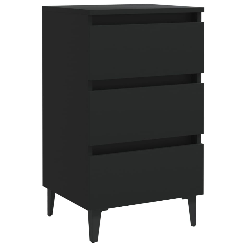 vidaXL Κομοδίνo Μαύρο 40 x 35 x 69 εκ. με Μεταλλικά Πόδια
