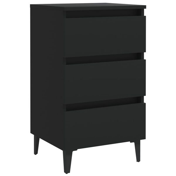 vidaXL Κομοδίνo Μαύρο 40 x 35 x 69 εκ. με Μεταλλικά Πόδια