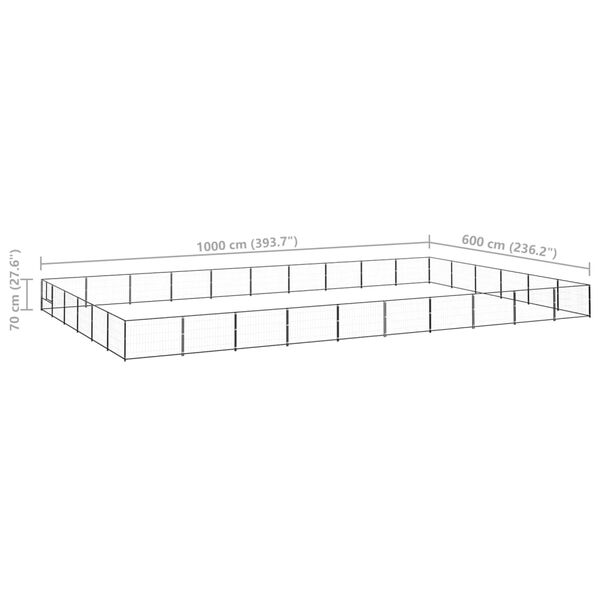 vidaXL Σπιτάκι Σκύλου Μαύρο 60 μ² Ατσάλινο