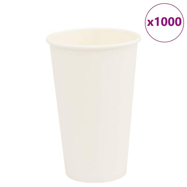 vidaXL Χάρτινα κύπελλα καφέ 1000 τεμάχια 16oz 400ml Λευκό