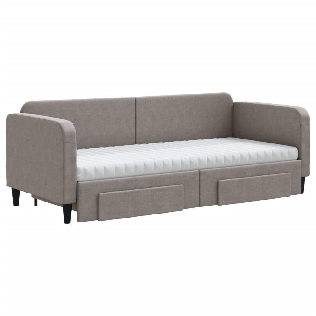 vidaXL Καναπές Κρεβάτι Συρόμενος Taupe 80x200 εκ. Υφασμάτινος Συρτάρια