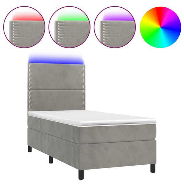 vidaXL &Kappa;&rho;&epsilon;&beta;ά&tau;&iota; Boxspring &mu;&epsilon; &Sigma;&tau;&rho;ώ&mu;&alpha; & LED &Alpha;&nu;.&Gamma;&kappa;&rho;&iota; 90x200 &epsilon;&kappa;. &Beta;&epsilon;&lambda;&omicron;ύ&delta;&iota;&nu;&omicron;