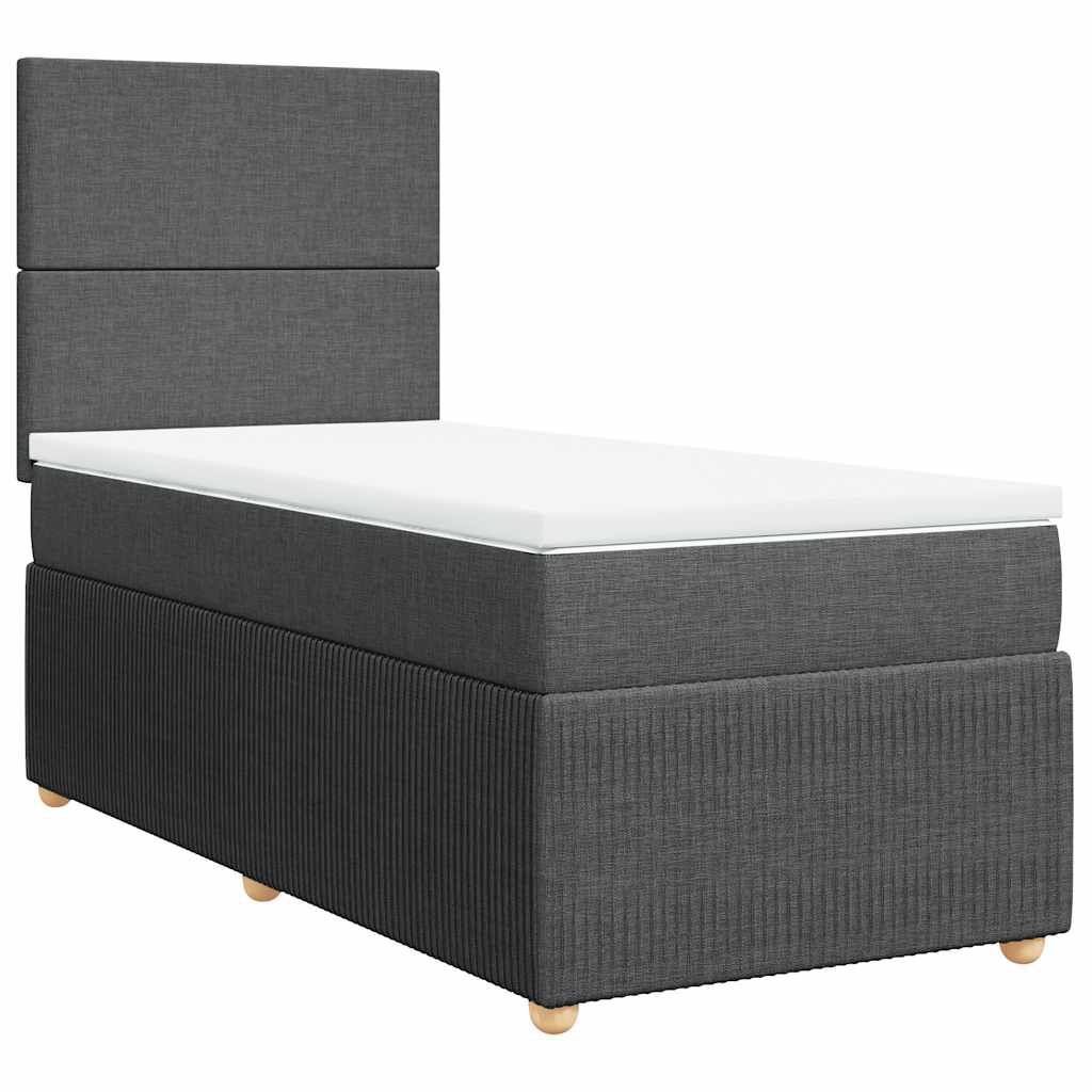 vidaXL Κρεβάτι Boxspring με Στρώμα Σκούρο Γκρι 90x200 εκ. Υφασμάτινο
