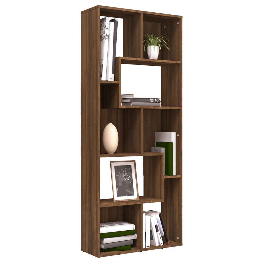 vidaXL Βιβλιοθήκη Καφέ Δρυς 67 x 24 x 161 εκ. από Επεξεργασμένο Ξύλο