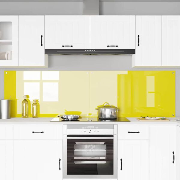 vidaXL Πίσω Πάνελ Κουζίνας 2 pcs Κίτρινο 110 x 60 cm σκληρυμένο γυαλί