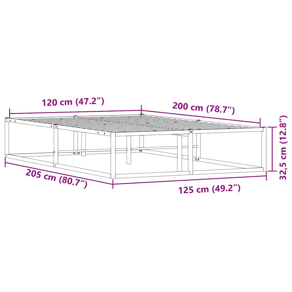 vidaXL Πλαίσιο κρεβατιού χωρίς στρώμα Λευκό 120x200 cm Μεταλλικό