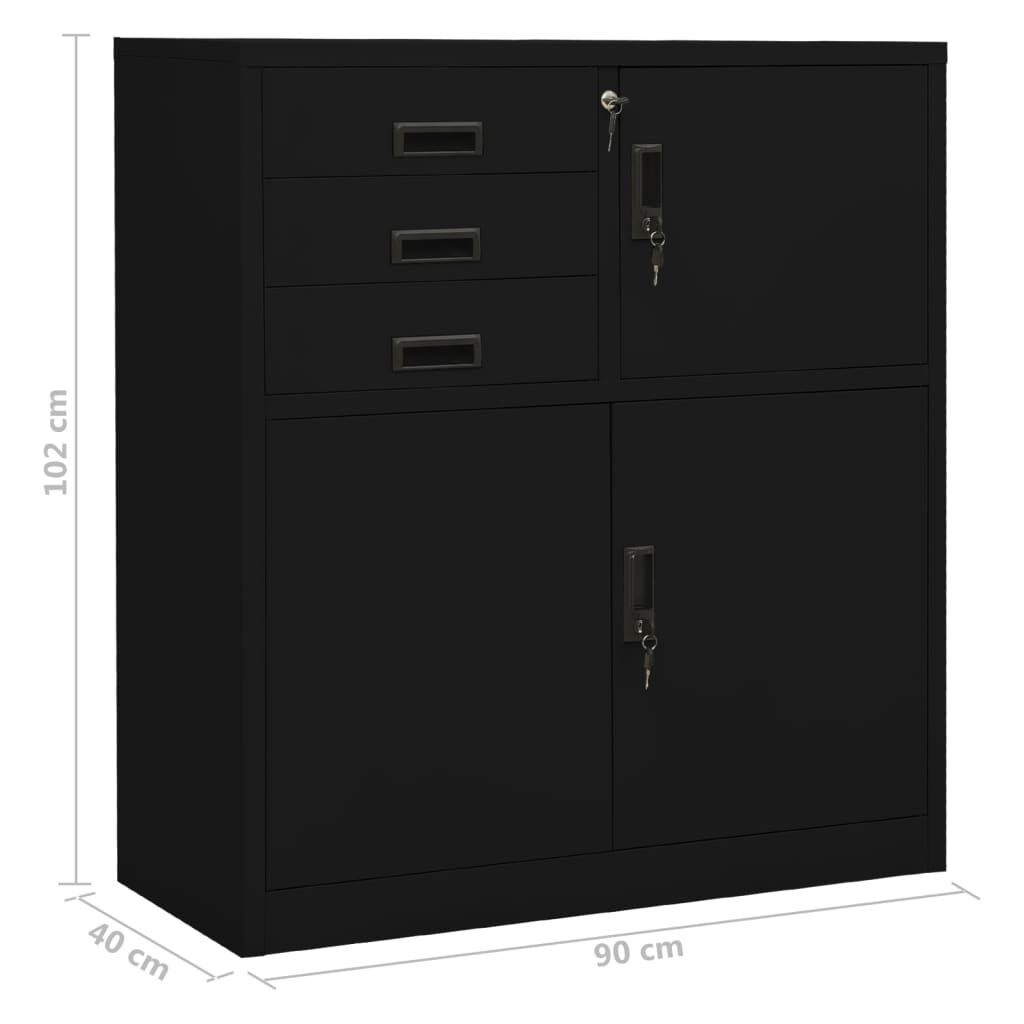 vidaXL Ντουλάπα Γραφείου Μαύρη 90 x 40 x 102 εκ. Ατσάλινη