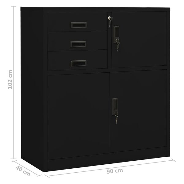 vidaXL Ντουλάπα Γραφείου Μαύρη 90 x 40 x 102 εκ. Ατσάλινη