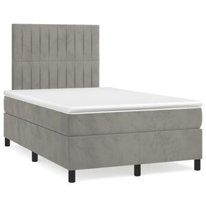 vidaXL Κρεβάτι Boxspring με Στρώμα Ανοιχτό Γκρι 120x200 εκ. Βελούδινο