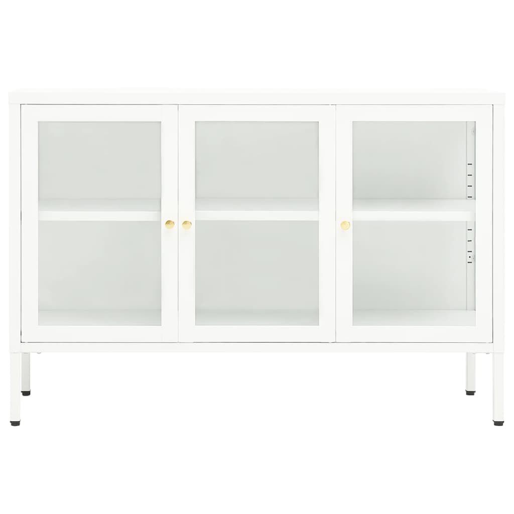 vidaXL Μπουφές Λευκός 105 x 35 x 70 εκ. από Ατσάλι και Γυαλί