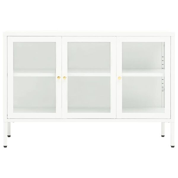 vidaXL Μπουφές Λευκός 105 x 35 x 70 εκ. από Ατσάλι και Γυαλί