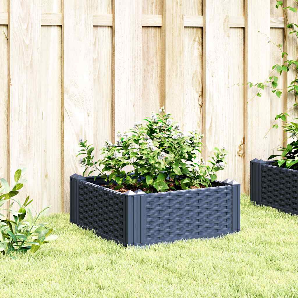 vidaXL Ζαρντινιέρα με Πασσάλους Μπλε Γκρι 42,5x42,5x28,5 εκ. Πολυπροπυλένιο