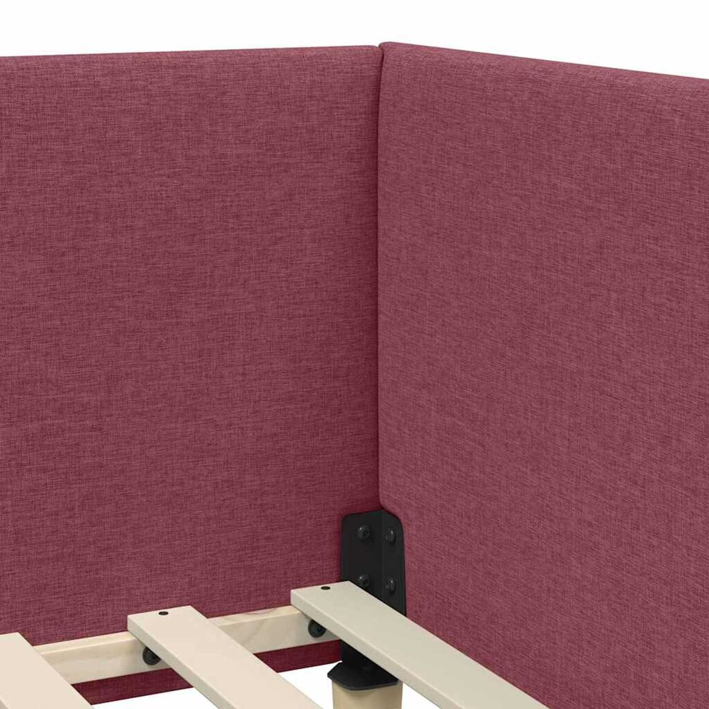 vidaXL Κρεβάτι Γωνίας Άλλο Μπορντό 100 x 200 cm Ύφασμα και Έργο ξύλου
