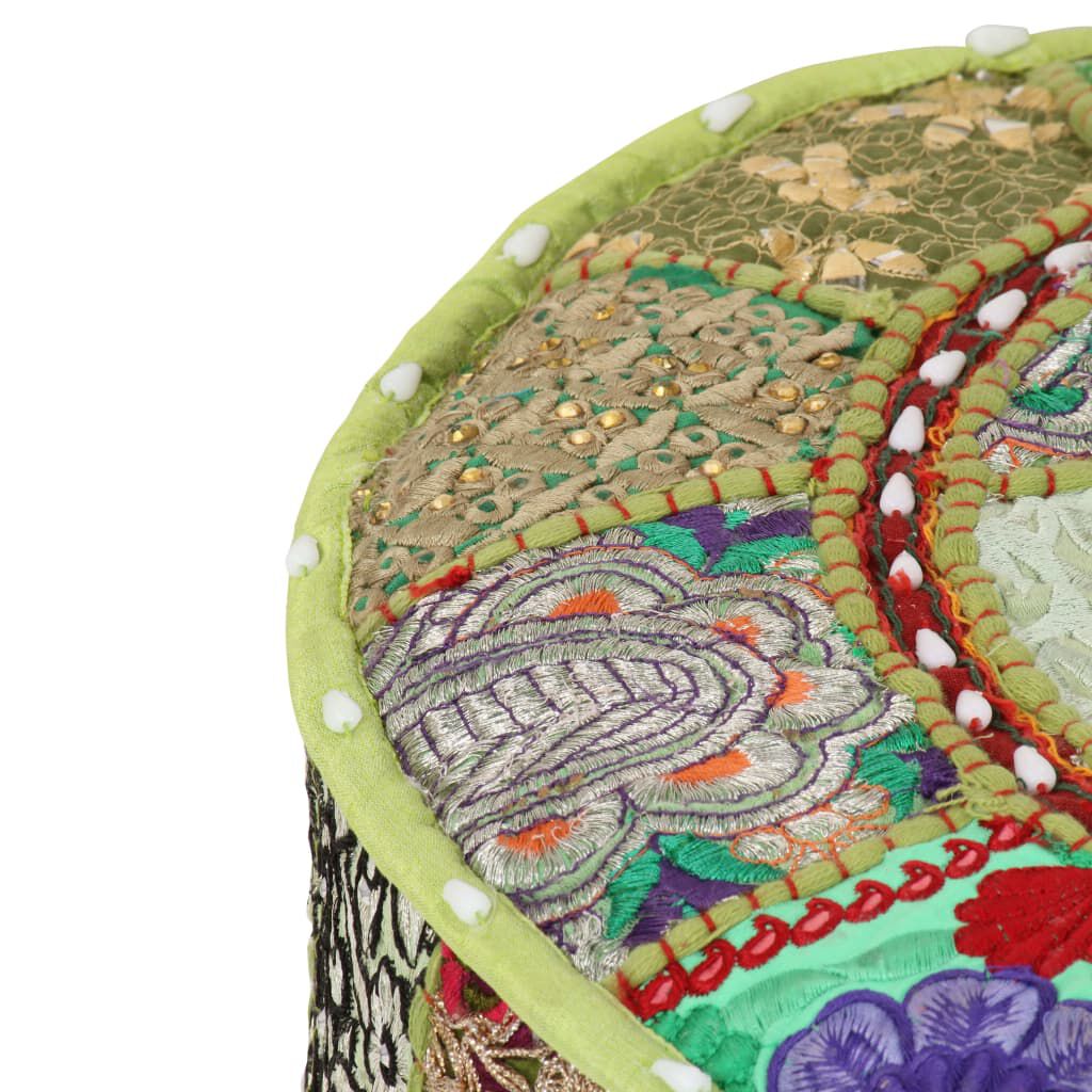 vidaXL Πουφ Patchwork Στρογγυλό Χειροποίητο Πράσινο 40x20 εκ. Βαμβάκι