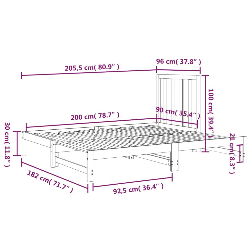 vidaXL Καναπές Κρεβάτι Συρόμενος Λευκός 2x(90x200) εκ. Μασίφ Πεύκο