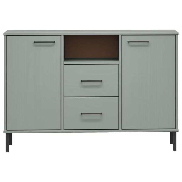 vidaXL Ντουλάπι OSLO Γκρι 113x40x77 εκ. Μασίφ Ξύλο με Μετ. Πόδια