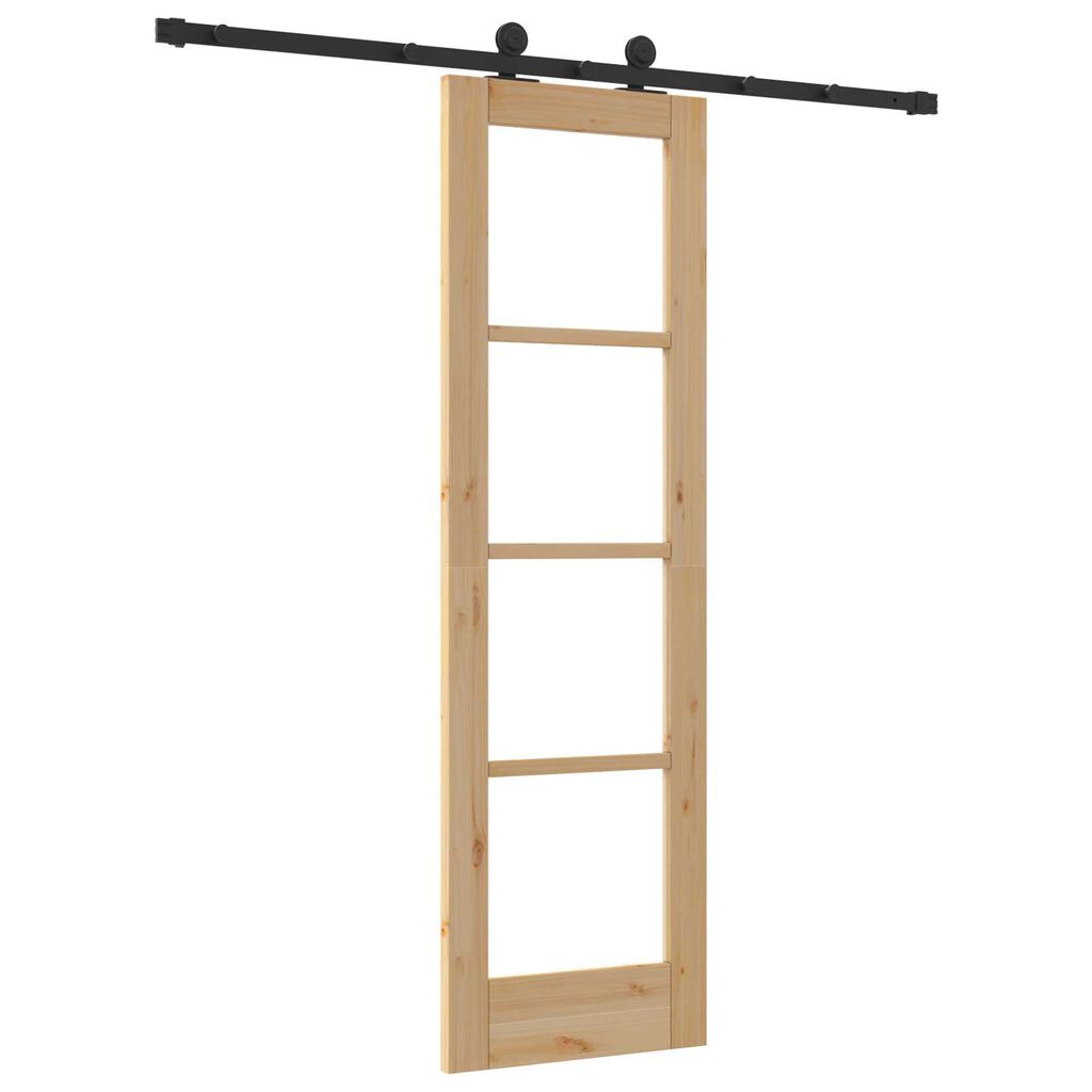 vidaXL Συρόμενη Πόρτα Καφέ 61 x 198.5 εκ. Ξύλο και μέταλλο