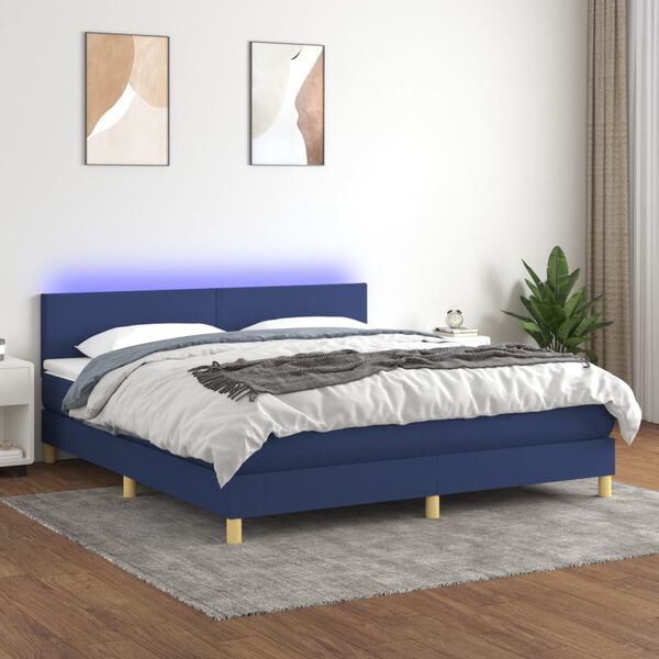 vidaXL &Kappa;&rho;&epsilon;&beta;ά&tau;&iota; Boxspring &mu;&epsilon; &Sigma;&tau;&rho;ώ&mu;&alpha; & LED &Mu;&pi;&lambda;&epsilon; 160x200 &epsilon;&kappa;. &Upsilon;&phi;&alpha;&sigma;&mu;ά&tau;&iota;&nu;&omicron;