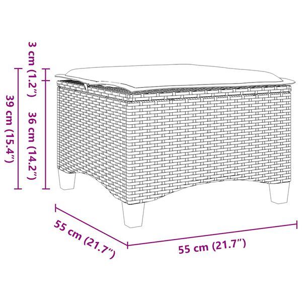 vidaXL Σκαμπό κήπου με μαξιλάρια 2 τεμάχια Μπεζ 55x55x36 cm