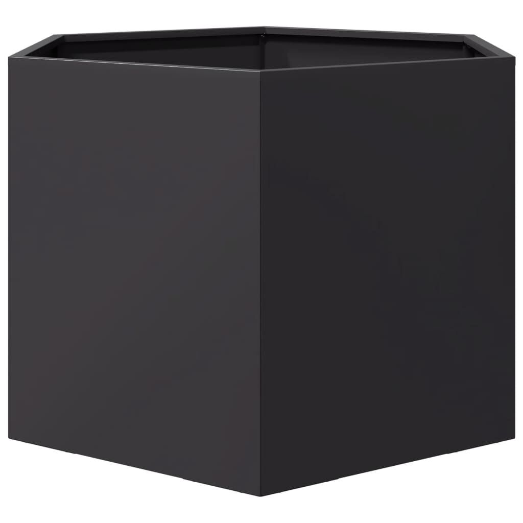 vidaXL Ζαρντινιέρα Κήπου Εξάγωνη Μαύρη 69x60x45 εκ. Ατσάλι