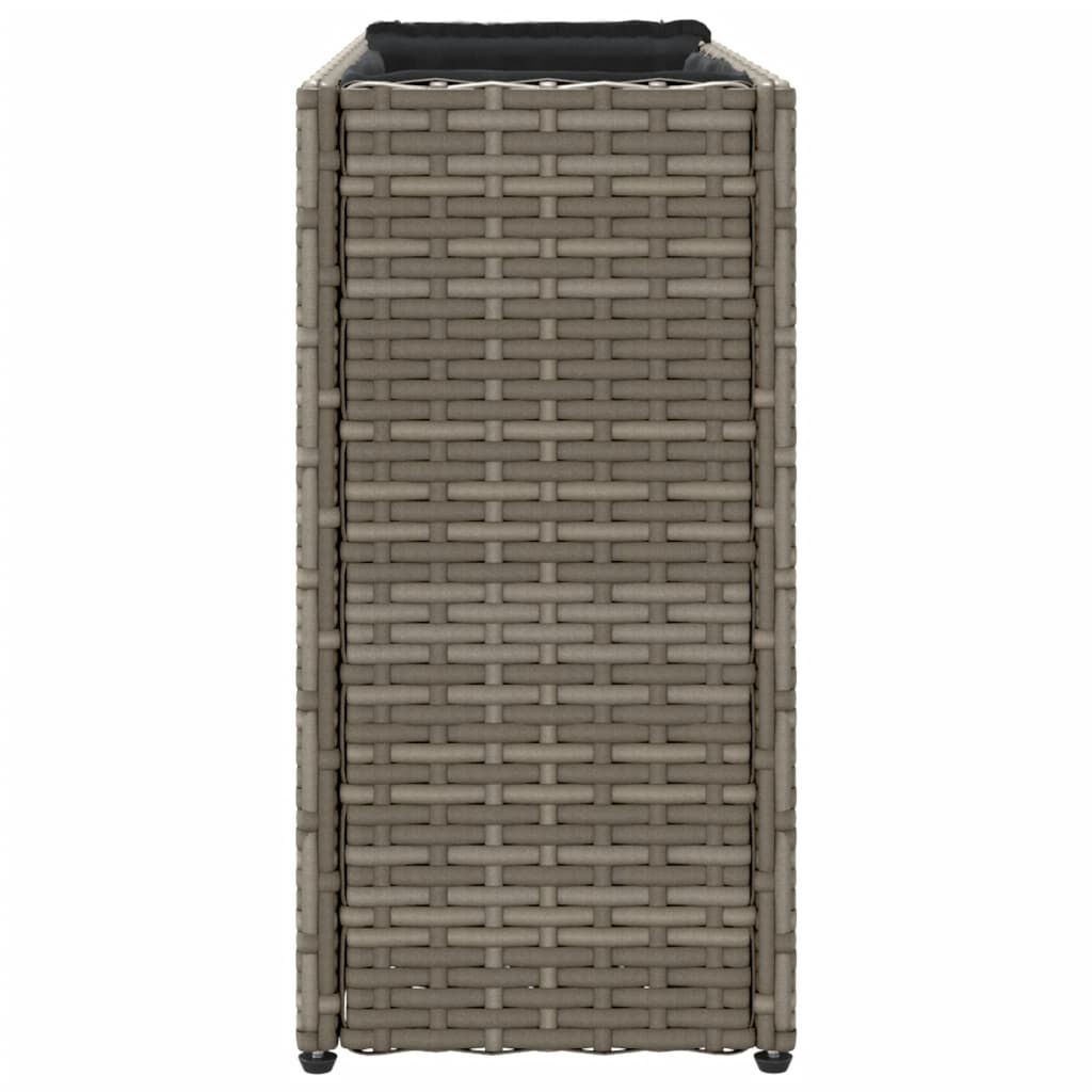 vidaXL Ζαρντινιέρα Κήπου Γκρι 90x20x40εκ. Συνθ. Ρατάν με 2 Γλάστρες