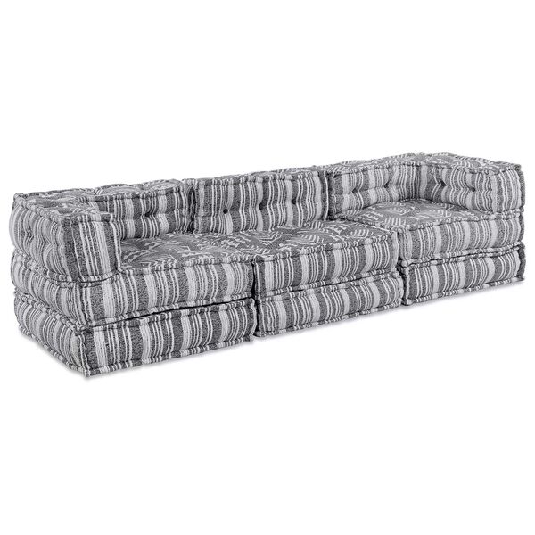 vidaXL Μοντέρνος Πούφ Σαλονιού 3 Θέσεων - Light Grey Fabric, Εύκολη Μετατροπή