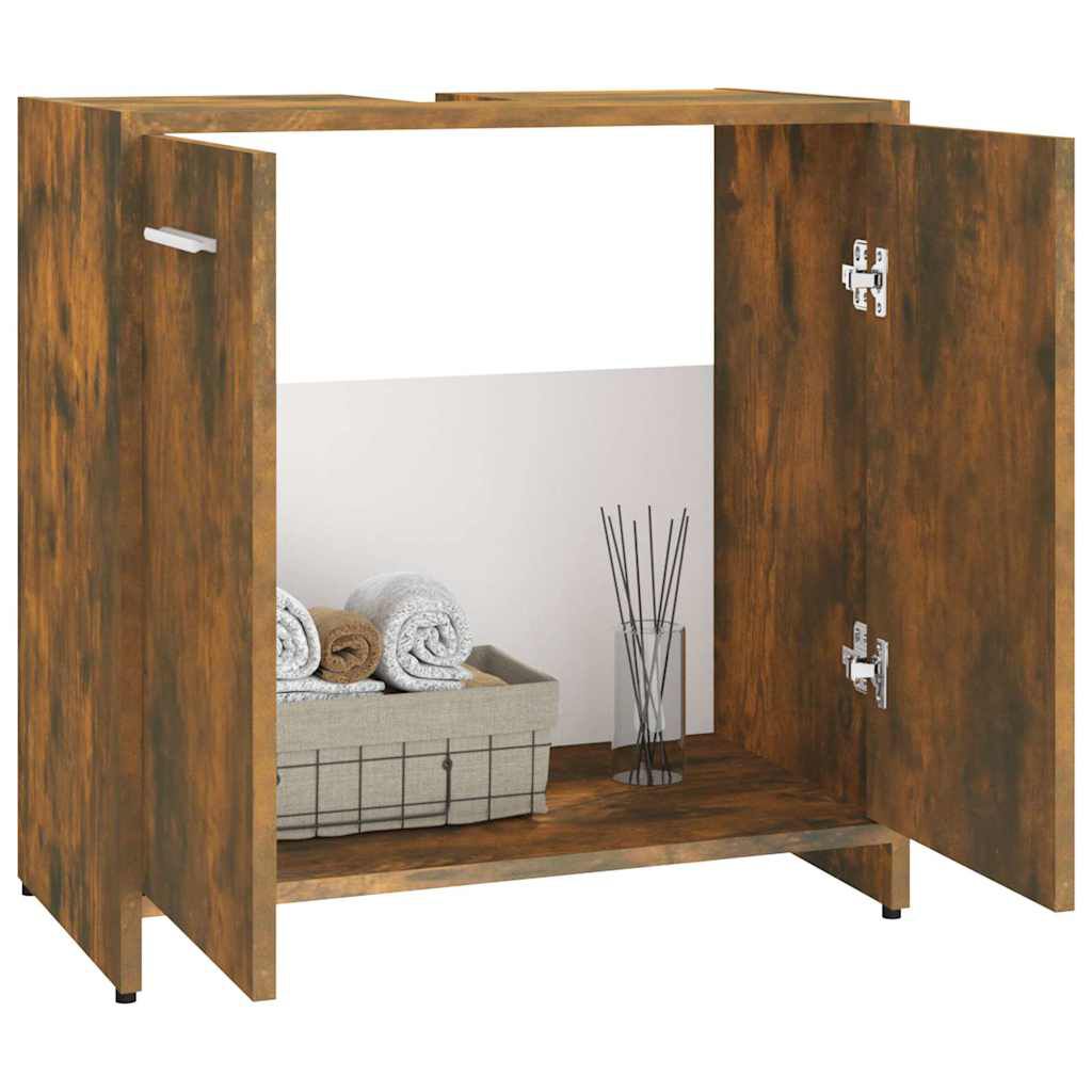 vidaXL Ντουλάπι Μπάνιου Καπνιστή Δρυς 60x33x60 εκ. Επεξεργασμένο Ξύλο