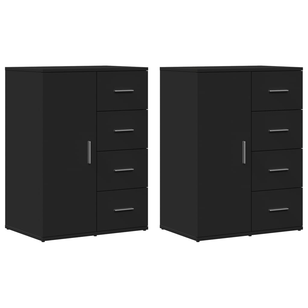 vidaXL Βοηθητικό Ντουλάπι 2τεμ. Μαύρη 59x39x80 εκ. από Επεξεργ. Ξύλο